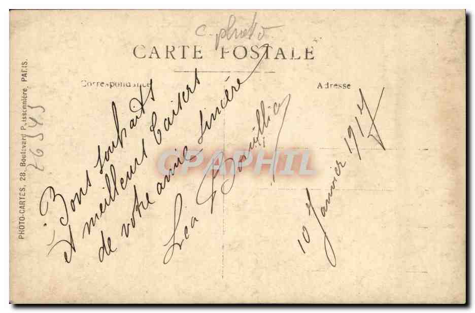 Jeune femme en manteau à fourrure — Paris — Photo-Cartes, 28 Boulevard P. Jescannière — Verso