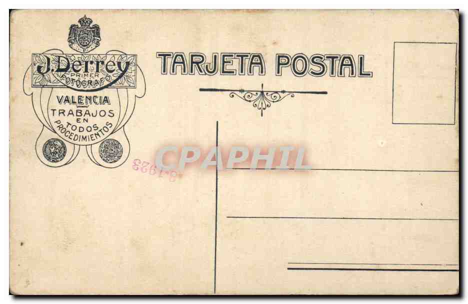 CARTE PHOTO J Derrey Fotograf Valencia Espagne Espana Spain — Verso