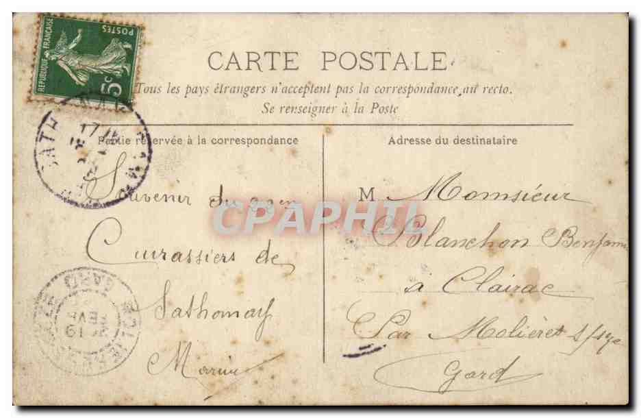 CARTE PHOTO 22eme Cuirassiers de Sathonnay Militaria Chevaux — Rückseite