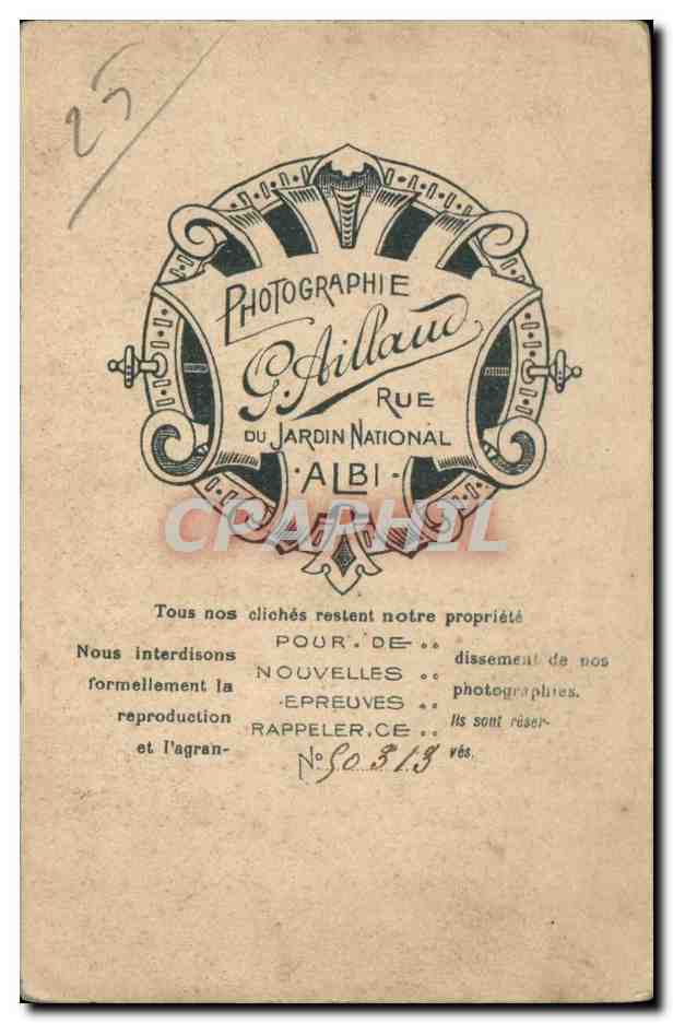 CARTE PHOTO Enfant Albi Aillaud (folklore costume) — Rückseite