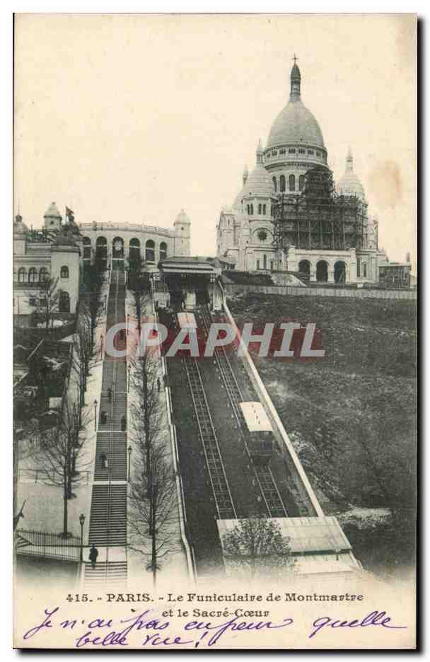Paris 14 - Le Funiculaire de Montmartre et le sacre Coeur - CPA 