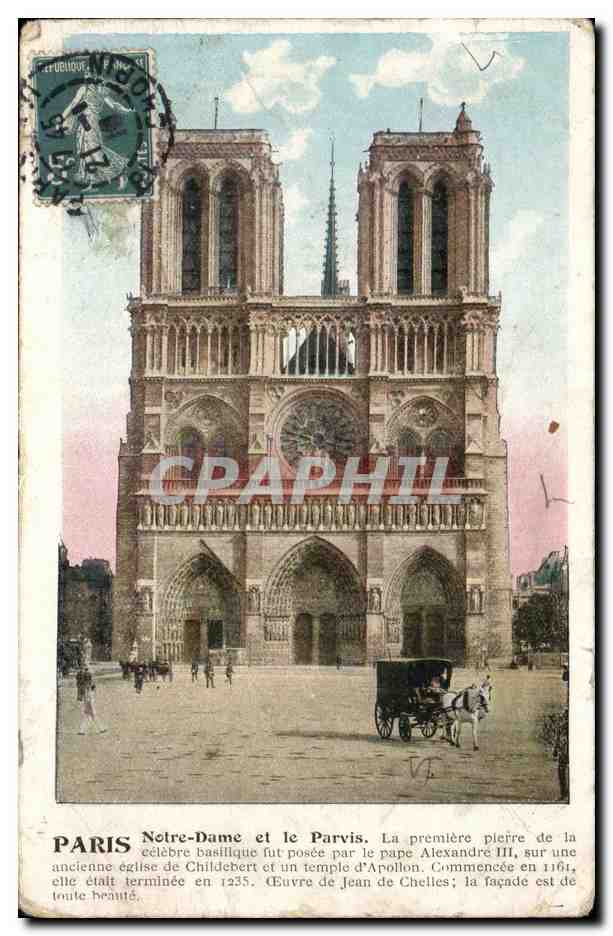 Paris — Notre-Dame et le Parvis — éditeur inconnu, n° de série non visible