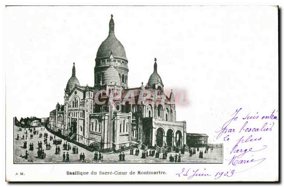 Paris - 14 Montmartre et Basiique du Sacre Coeur 1909 - CPA 