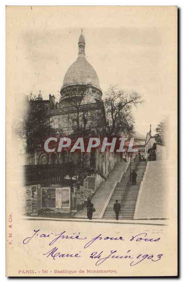 Paris - 14 Montmartre et Basiique du Sacre Coeur 1909 - CPA 