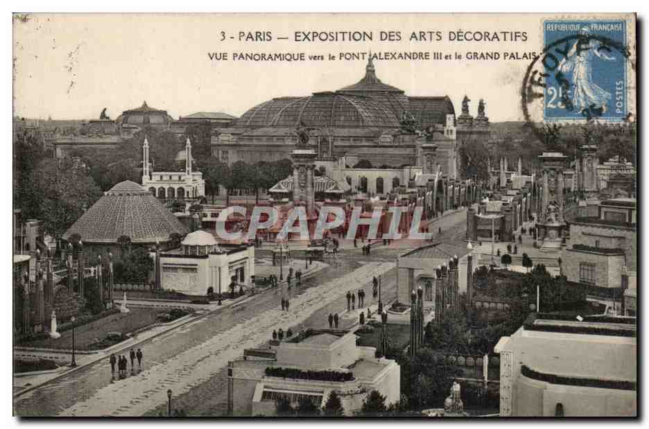Paris - E xposition des Arts Decoratifs Vue Panoramique - vers le Pont Alexandre III et le Grand Palais - CPA 