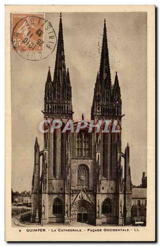 Quimpar - La Cathedrale - Portail Occidental - CPA 