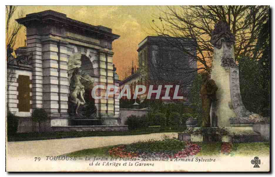Toulouse — Le Jardin des Plantes — Monuments d'Armand Sylvestre et de l'Ariège et la Garonne
