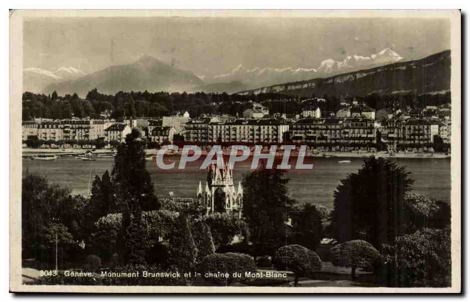 Suisse - Schweiz - Geneve - Monument Brunswick et la Chaine Mont Blanc - CPA 