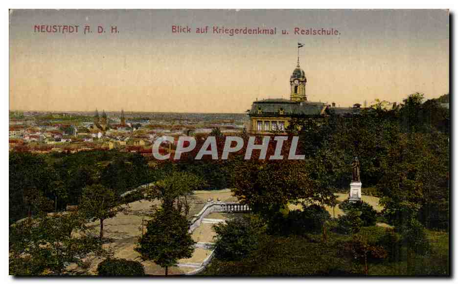 Allemagne - Deutschland - Neustadt - Blick auf Kriegerdenkmal u Realschule - CPA 