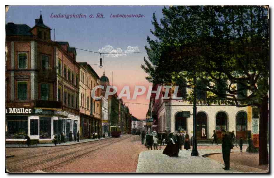 Ludwigshafen a. Rh. - Ludwigsstraße — éditeur Müller, n° de série non visible