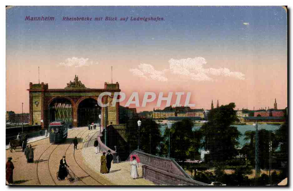 Mannheim - Rheinbruecke mit blick auf Ludwigshafen - CPA 