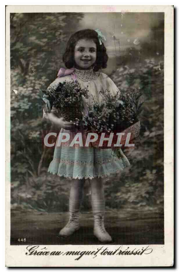 Fantaisie - Enfant - Grace au muguet tout reussit - CPA 