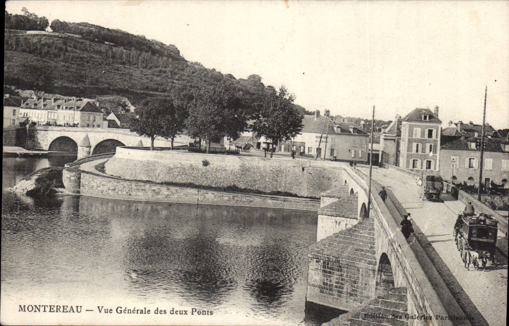 Montereau — Allgemeiner Blick auf die beiden Brücken — Édition des Galeries Parisiennes