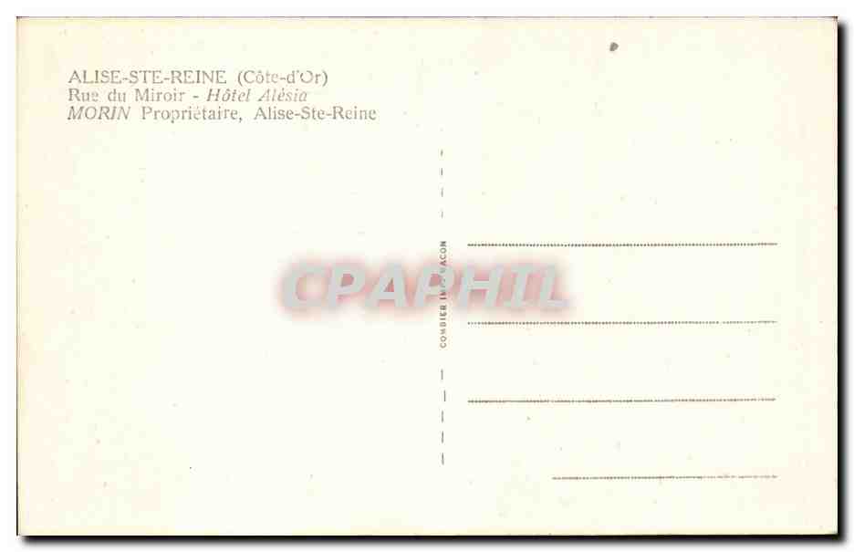 Alise-Sainte-Reine — rue du Miroir — Hôtel Alésia, Verleger Cim — Rückseite