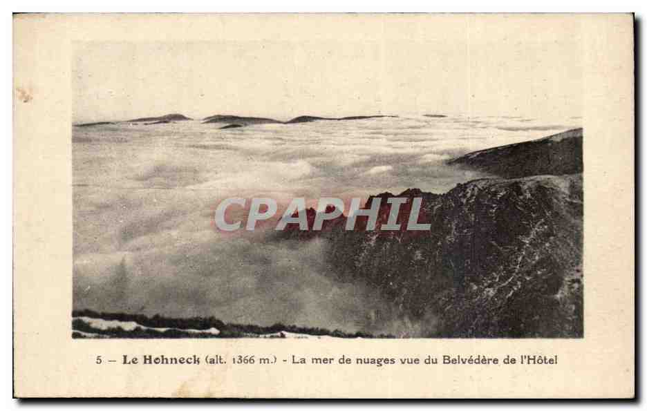 Le Hohneck - alt 1366 - La mer de nuages vue du Belvedere de l'Hotel - CPA 
