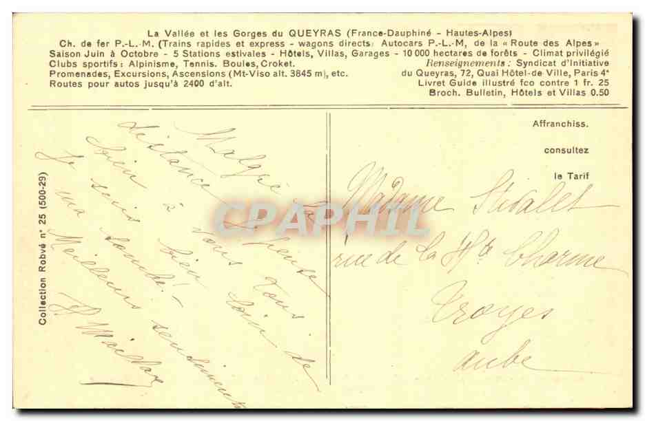 Queyas - Autour de la Route des Alpes - Un Village - Ristolas 1633 - CPA  — Rückseite