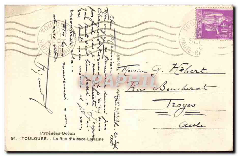 Toulouse - La Rue d'Alsace Lorraine - CPA  — Verso