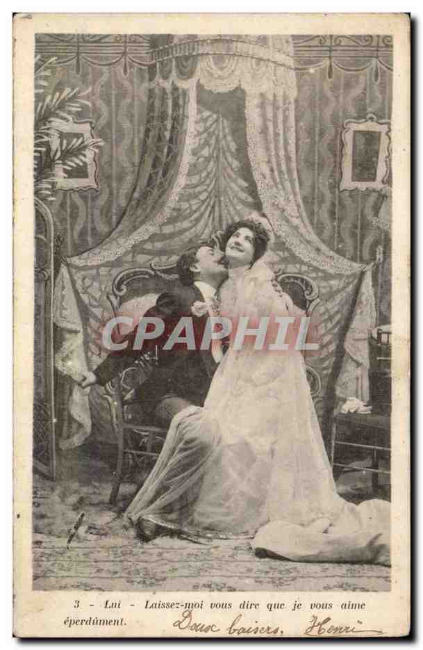 Fantaisie - Couple - Premier Jour Du Bonheur - Mariage - wedding - Laissez moi vous dire que je vous aime - CPA 