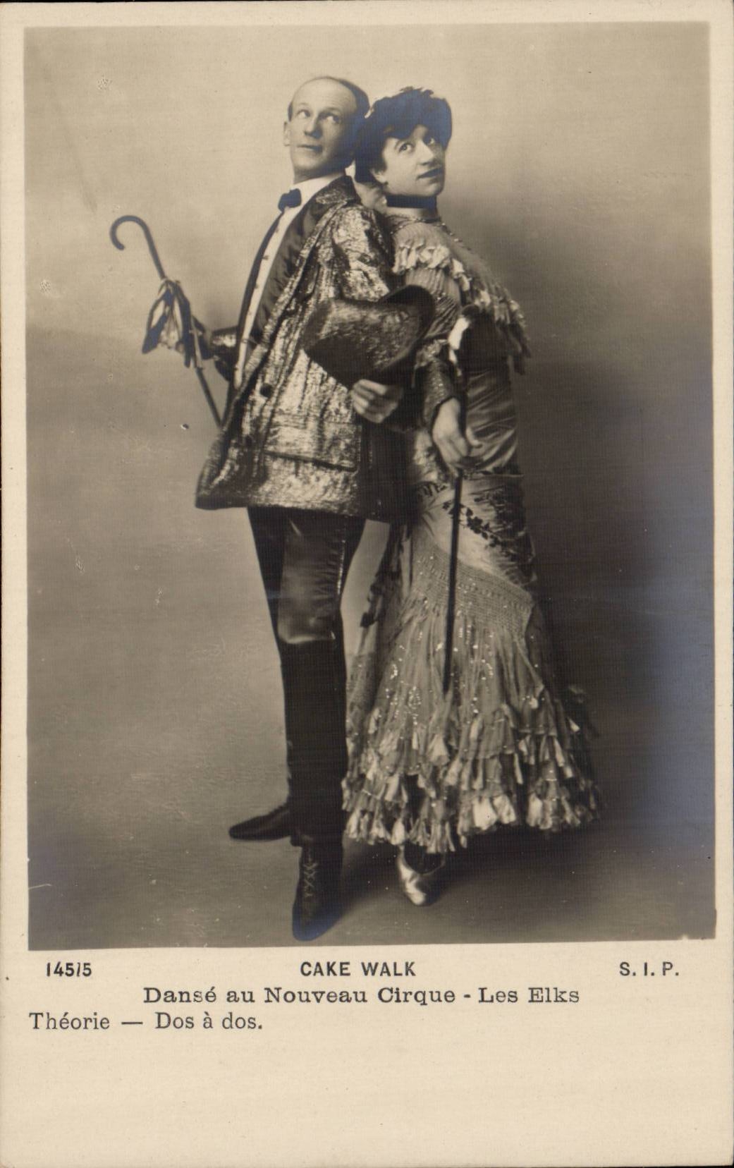 Fantaisie - Couple - cirque - circus - Cake Walk - Danse au Nouveau Cirque - Les Elks Theorie Dos a Dos - CPA 