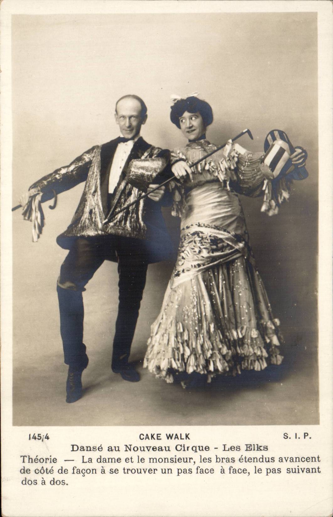 Fantaisie - Couple - cirque - circus - Cake Walk - Danse au Nouveau Cirque - Les Elks Theorie - CPA 