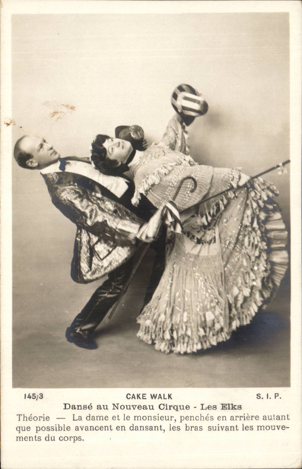 Fantaisie - Couple - cirque - circus - Cake Walk - Danse au Nouveau Cirque - Les Elks Theorie - CPA 