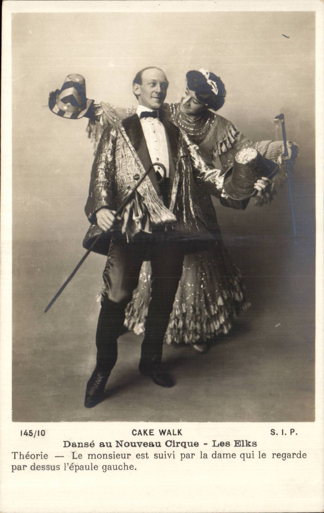 Fantaisie - Couple - cirque - circus - Cake Walk - Danse au Nouveau Cirque - Les Elks Theorie - CPA 