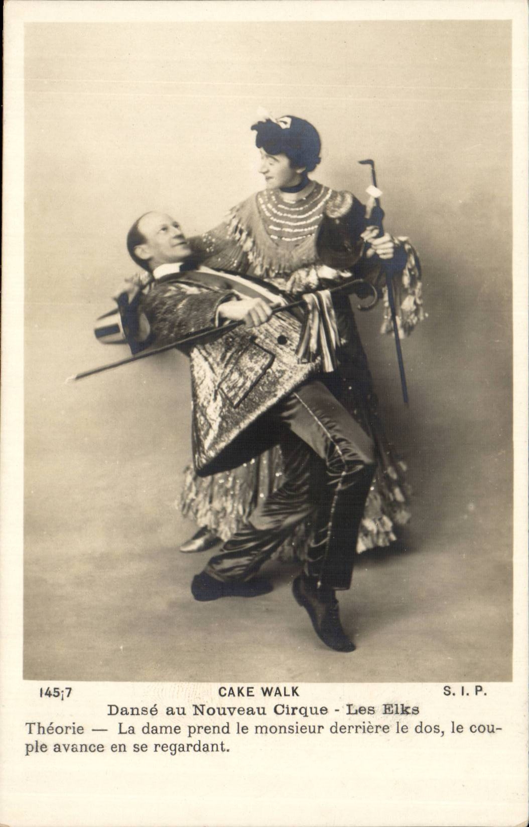 Fantaisie - Couple - cirque - circus - Cake Walk - Danse au Nouveau Cirque - Les Elks Theorie - CPA 