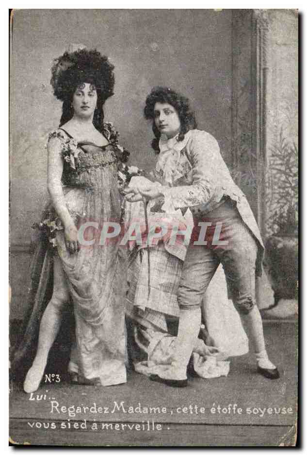 Fantaisie - Couple - Regardez Madame cette etoffe spyeuse vous sied a merveille - CPA 