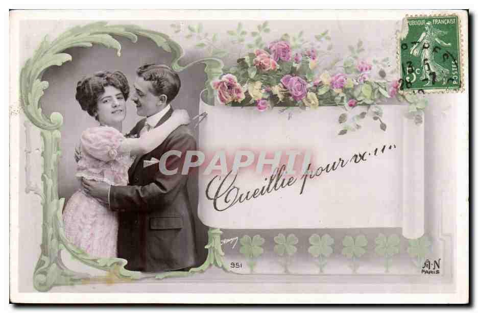 Fantaisie - Couple - Cueillie pour vous - CPA 