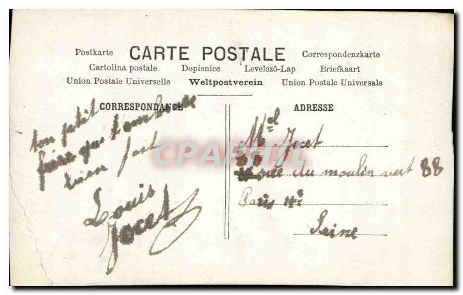 Fantaisie - Couple - Le Secret des Timbres - pensee - trefle a quatre feuilles - zeppelin - CPA  — Rückseite