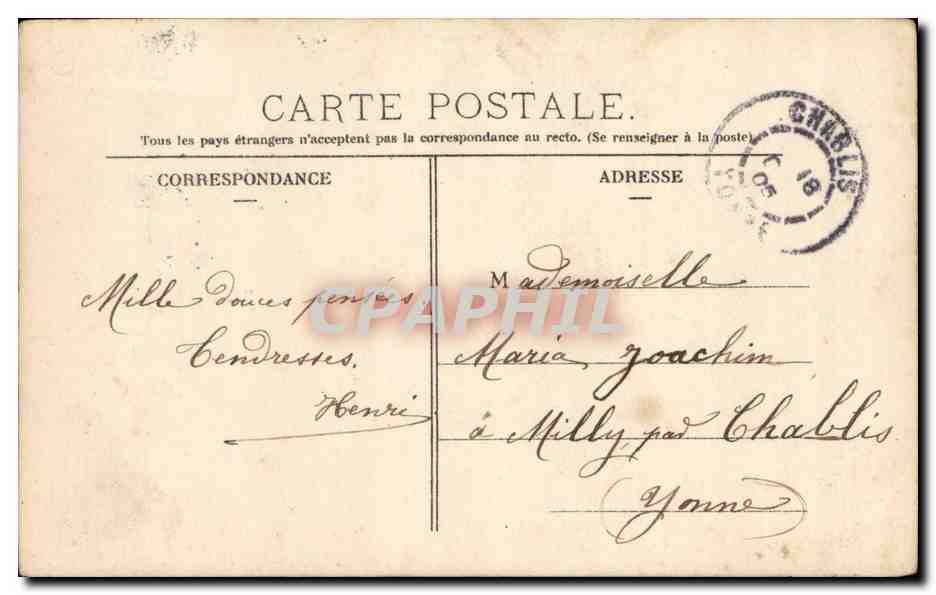 Fantaisie - Couple - Je pense a vous quand le soleil se leve J'y pense encore a le fin de son cours - CPA  — Rückseite