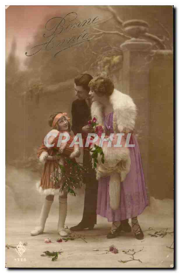 Fantaisie - Couple et Enfant - Bonne Annee - CPA 