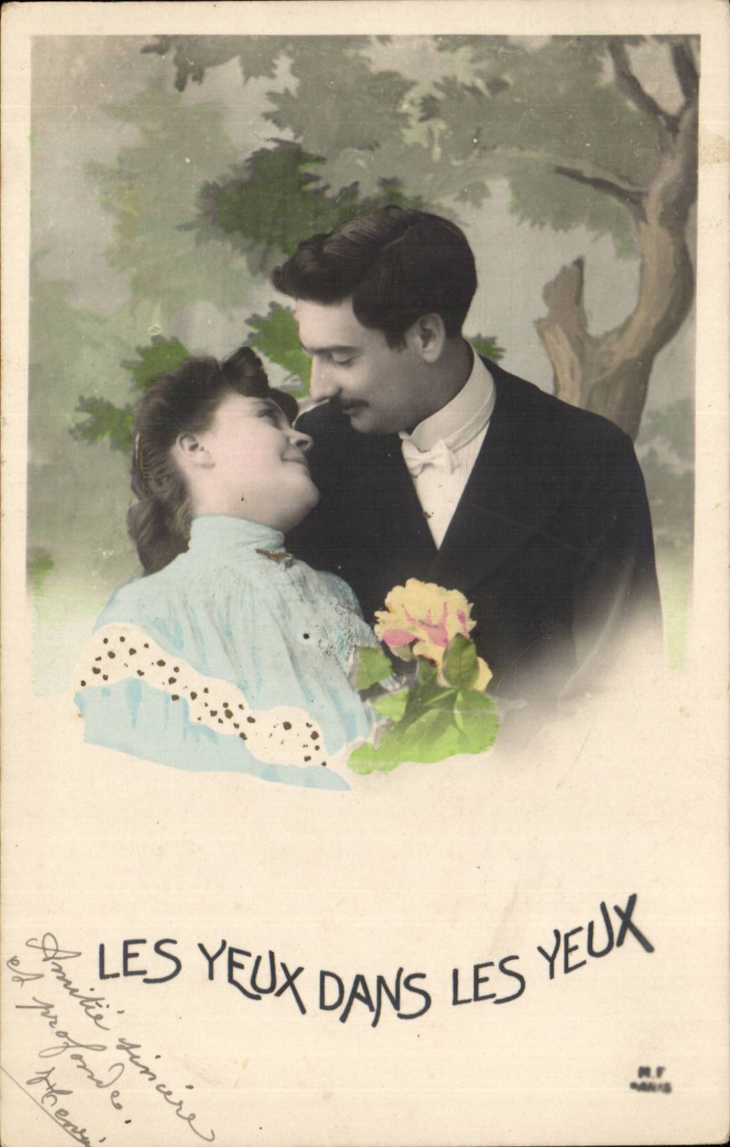Fantaisie - Couple - Les yeux dans les yeux - CPA 