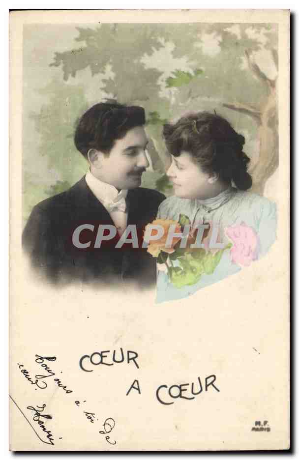 Fantaisie - Couple - Coeur a Coeur - CPA 