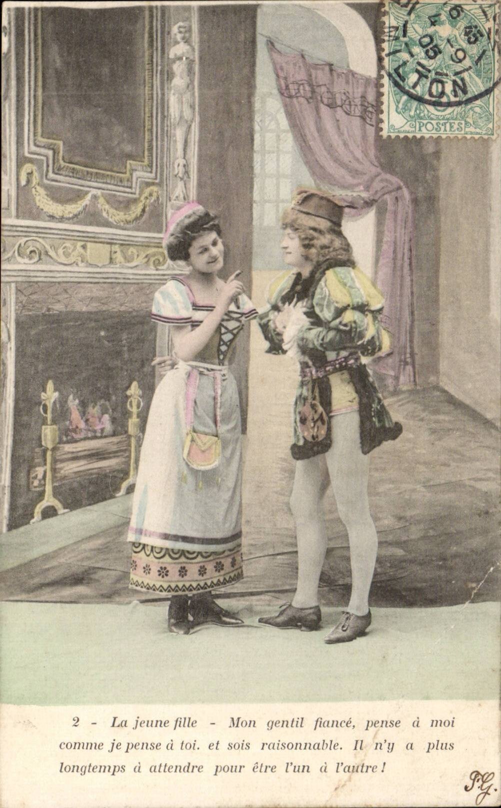 Junge Frau und Gentleman — Theater-Szene — Verlag P.G.