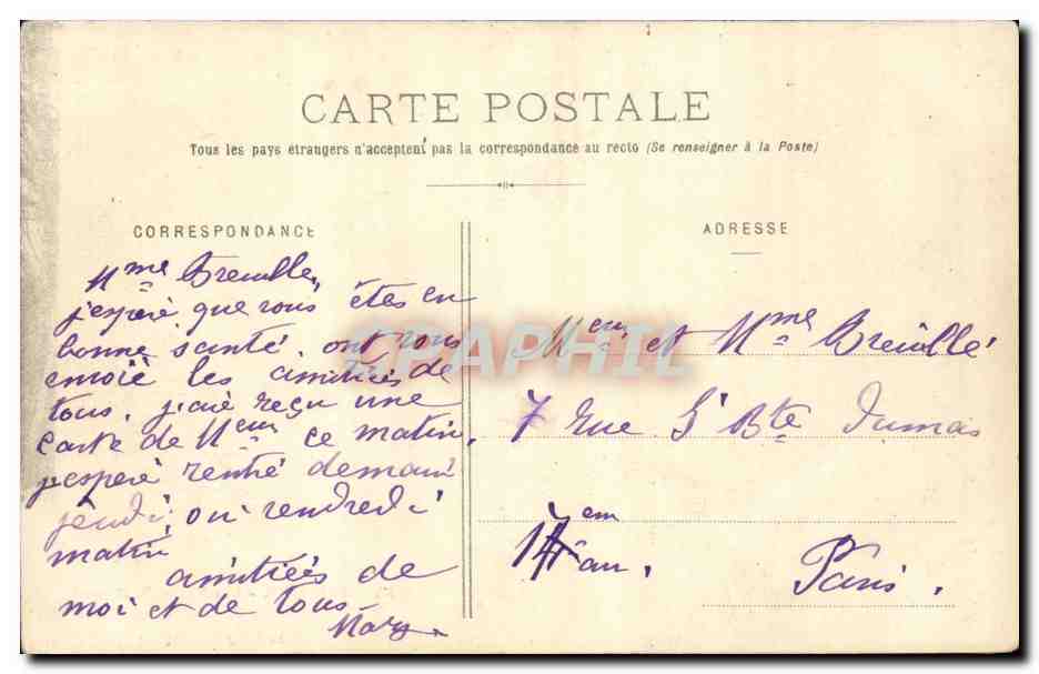 Vitry le Francois CPA Une vue sur la Marne — Verso