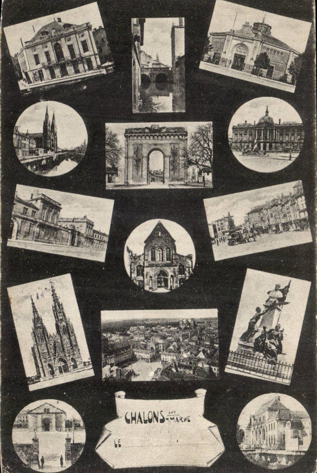 Chalons-sur-Marne — vue panoramique et monuments — éditeur non identifié