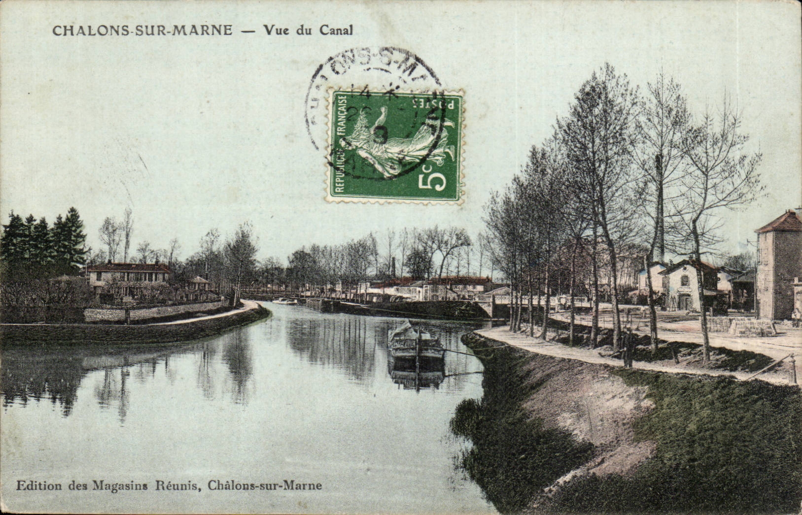 Chalons sur Marne CPA Vue du canal