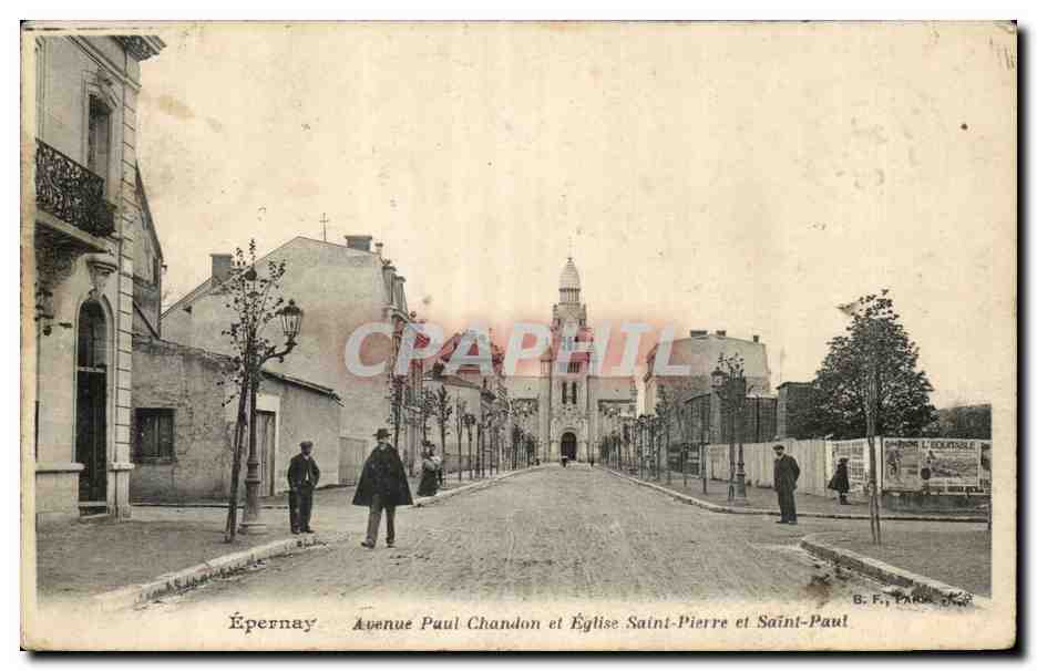 Épernay — Avenue Paul Chandon et Église Saint-Pierre et Saint-Paul — B. F. PARIS