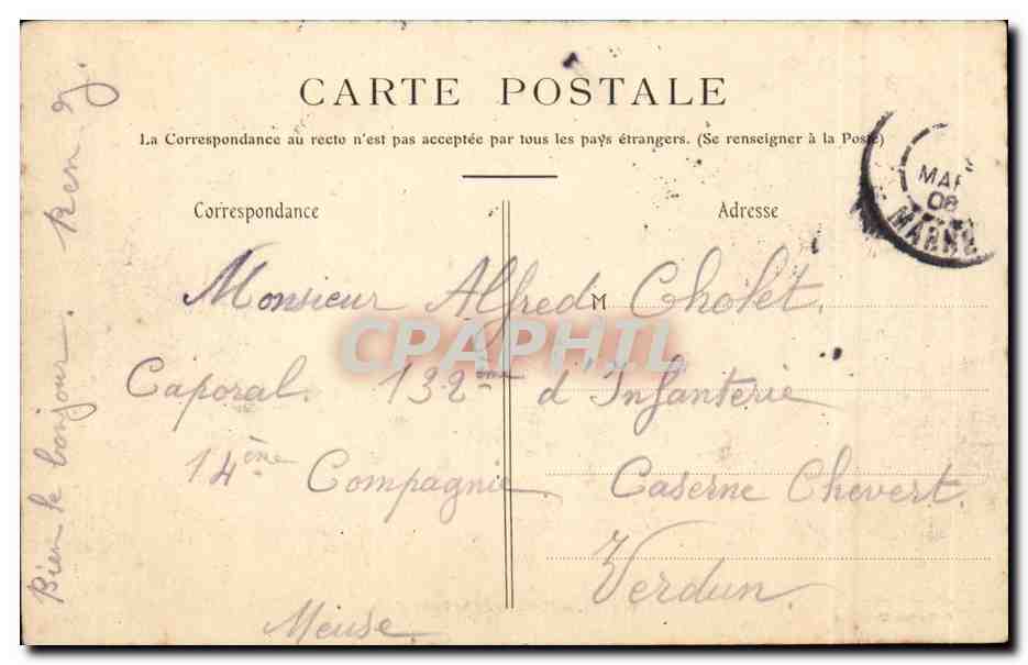 Reims CPA kiosque de la patte d'oie — Verso