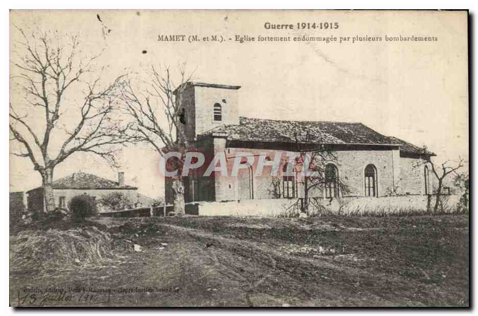 Mamet CPA Eglise fortement endommagee par plusieurs bombardements