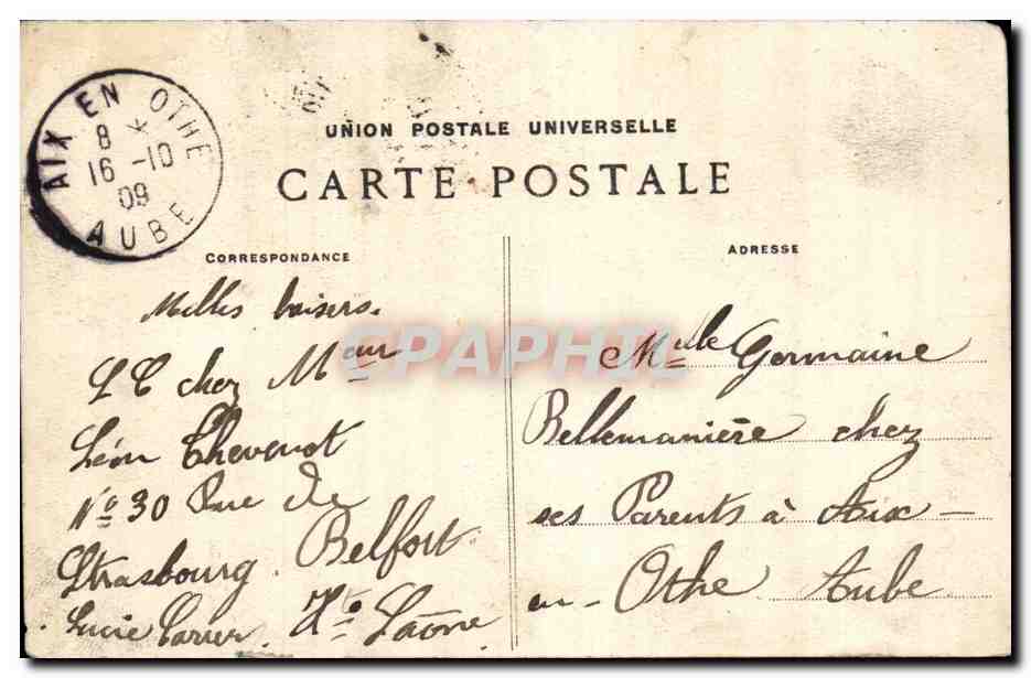 Belfort — Le Pont Carnot, la Place Corbis et le Faubourg de France — A. et H. C. — Verso