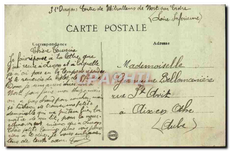 Nort sur Erdre CPA Haute Grande rue — Rückseite