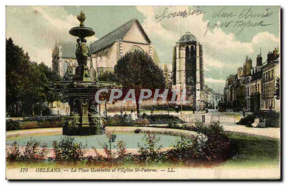 Orleans CPA La place Gambetta et l'eglise St Paterne