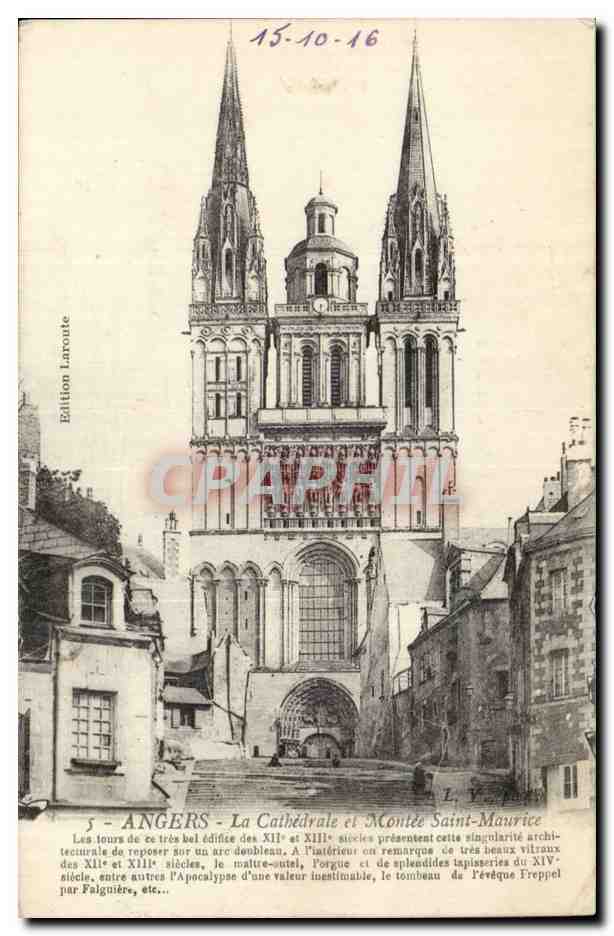 Angers CPA La cathedrale et montee Saint Maurice
