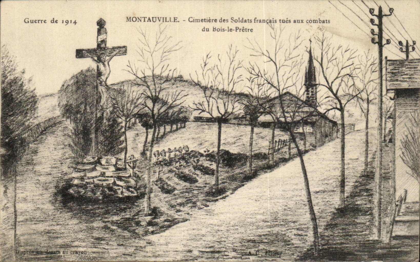Montauville CPA Cimetiere des soldats francais tues aux combats du Bois le Pretre