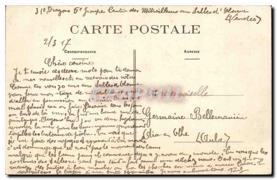 CPA Les Sables d'olonne En reconnaissance (soldat) — Rückseite