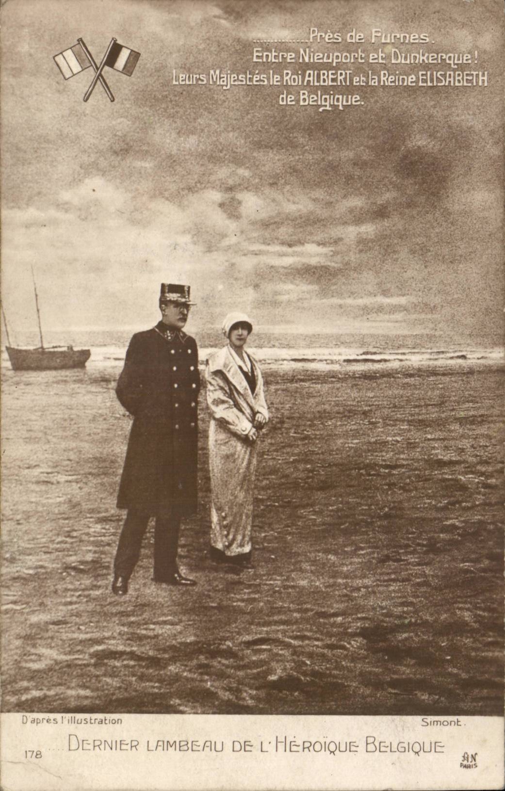 CPA Dernier lambeau de l'heroique Belgique PRes de Furnes entre Nieuport et Dunkerque Albert Elisabeth