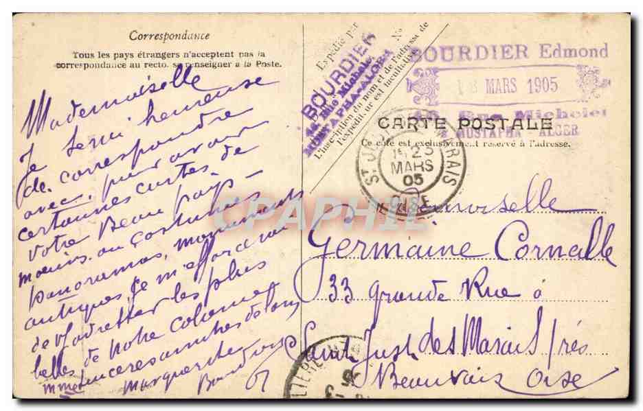 Alger - Rue de la Casbah — V. P. Paris No. 77 — Verso