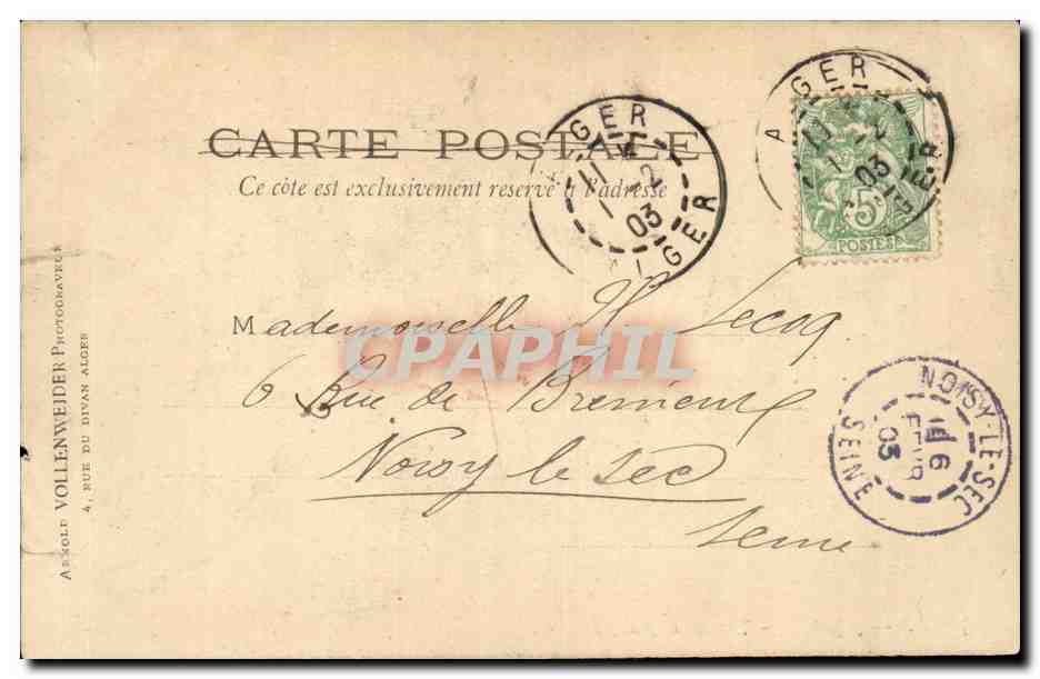 Algerie Alger CPA FAmille arabe — Rückseite